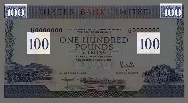 Front of note / Look / Denomination Numerals