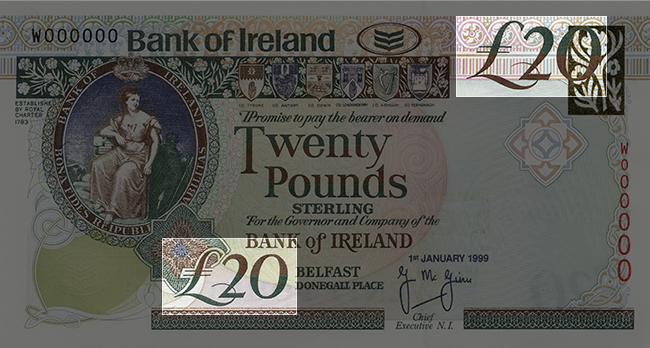 Front of note / Look / Denomination Numerals