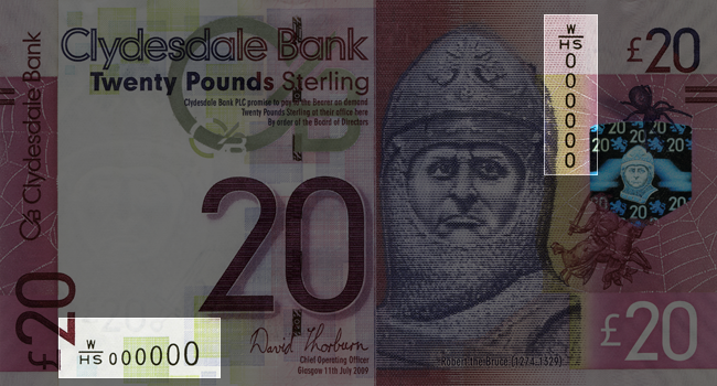 Front of note / Look / Serial Numbers