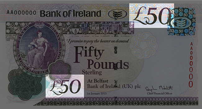 Front of note / Look / Denomination Numerals