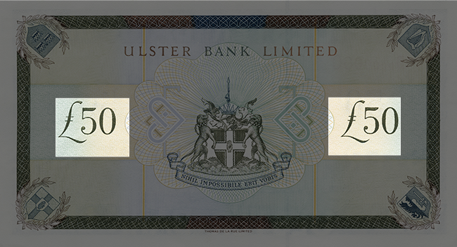 Rear of note / Look / Denomination Numerals