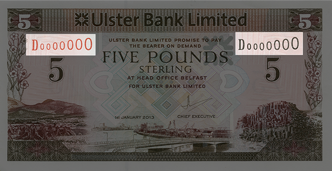 Front of note / Look / Serial Numbers